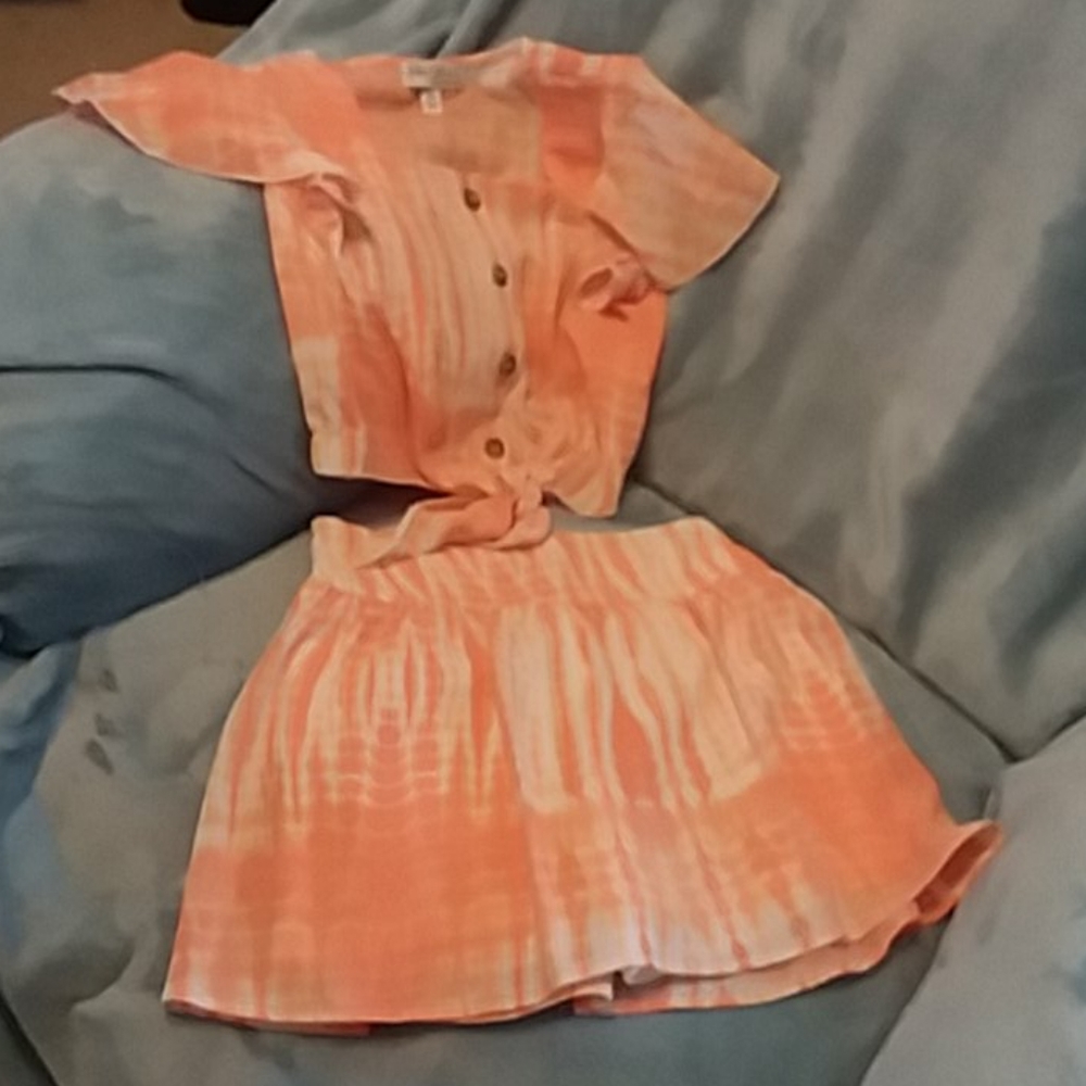 Orange and white skort set NWOT